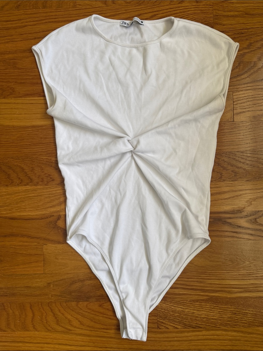 Zara White Twist-Front Bodysuit